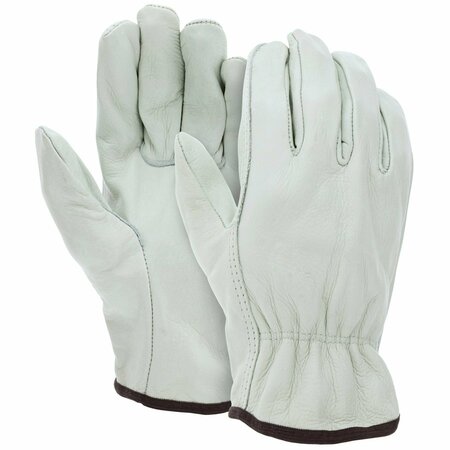 MCR SAFETY Gloves, Cow Grain Drivers Glove w/Straight Thumb, S, 12PK 3201INS